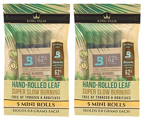 KING PALM pre orgánica Rolls, Tabaco y Libre de químicos, súper combustión Lenta, Hoja de Palma, sólo Tiene Que Rellenar it (10 minis)