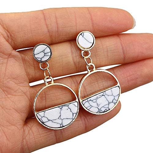 KingbeefLIU Moda Mujer Mármol Grano Redondo Geométrico Cuelga Oreja Stud Pendientes Joyas Regalo Simple Moda Accesorios A Juego Pendientes Blanco KingbeefLIU Moda Mujer Mármol Grano Redondo Geométrico Cuelga Oreja Stud Pendientes Joyas Regalo Simple Moda Accesorios A Juego Pendientes Blanco