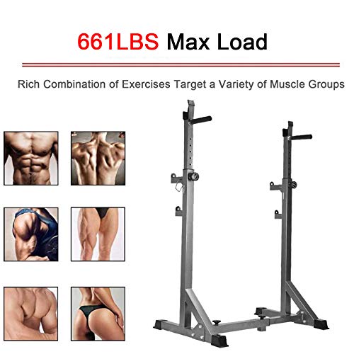 KINGXX-01 Estante De Barra para Barbell, Squat Rack Stand Ajustables Banca Press Rack Gimnasio Casero en Casa Soporte de Entrenamiento de FuerzaEstante, Carga 300 kg