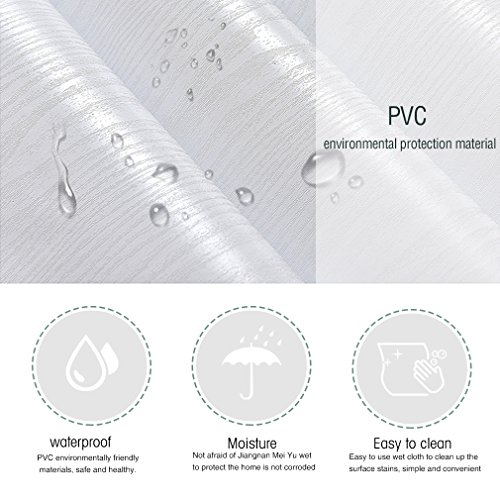 KINLO Papel Adhesivo Pintado Impermeable con la Imagen de Madera Pegatina de PVC para Decorar y Proteger Pegatina para Muebles Cocina Baño a Prueba de Agua de Moho 0.61 * 5M per Rollo, color Blanco