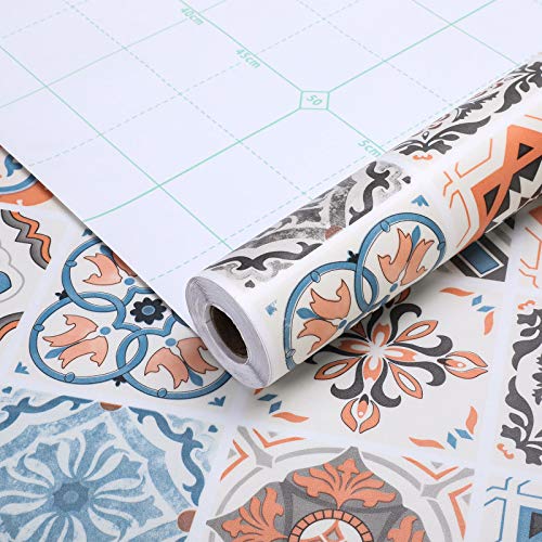 KINLO Suelo de PVC autoadhesivo para suelo de vinilo resistente a la abrasión, 3 ㎡/rollo de aspecto de baldosas, lámina adhesiva mate adhesiva decorativa (60 x 500 cm) KINLO Suelo de PVC autoadhesivo para suelo de vinilo resistente a la abrasión, 3 ㎡/rollo de aspecto de baldosas, lámina adhesiva mate adhesiva decorativa (60 x 500 cm)