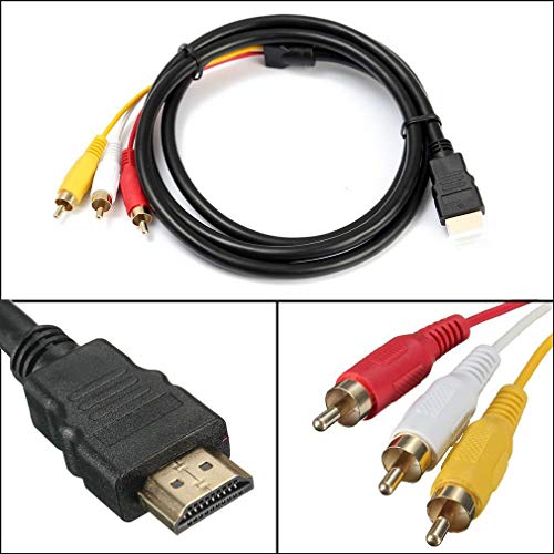 Kinshops 5 Feet 1.5M 1080P HDTV HDMI Male to 3 RCA Audio Video AV Cable Cord Adapter