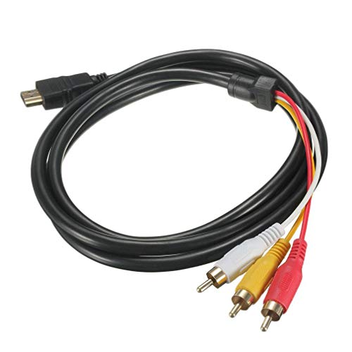 Kinshops 5 Feet 1.5M 1080P HDTV HDMI Male to 3 RCA Audio Video AV Cable Cord Adapter