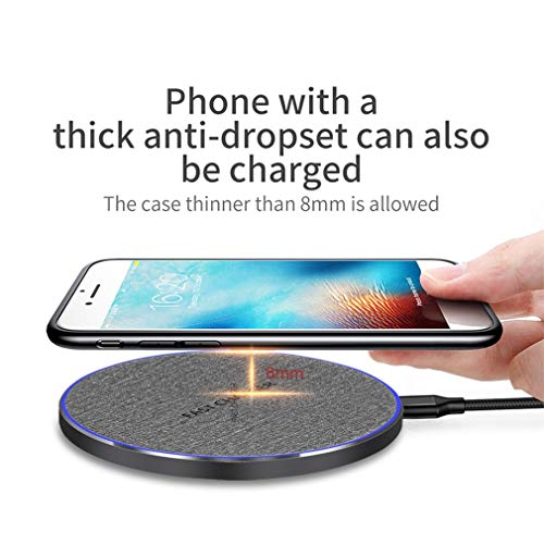 Kinshops Cargador inalámbrico Qi rápido de 15W / 10W Cargador inalámbrico rápido Cargador rápido de aleación de Aluminio ultradelgado estándar FDGAO/QI Kinshops Cargador inalámbrico Qi rápido de 15W / 10W Cargador inalámbrico rápido Cargador rápido de aleación de Aluminio ultradelgado estándar FDGAO/QI
