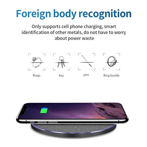 Kinshops Cargador inalámbrico Qi rápido de 15W / 10W Cargador inalámbrico rápido Cargador rápido de aleación de Aluminio ultradelgado estándar FDGAO/QI Kinshops Cargador inalámbrico Qi rápido de 15W / 10W Cargador inalámbrico rápido Cargador rápido de aleación de Aluminio ultradelgado estándar FDGAO/QI