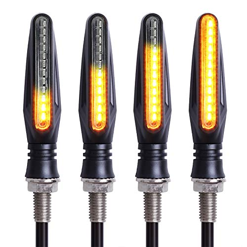 Kinstecks 4PCS Indicadores de motocicleta Luces de señal de giro que fluyen Indicadores de giro de motocicleta 12V 12 LEDs Bombillas para motocicleta Scooter Quad Cruiser Off Road