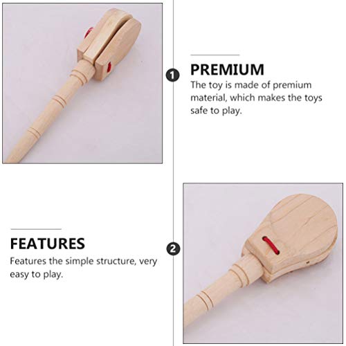 Kisangel Castañuelas de Madera para Niños Juguete de Badajo de Madera Castañuelas Badajo de Madera Percusión Musical Castañuelas Juguete de Aprendizaje Temprano para Bebés (Color Madera)