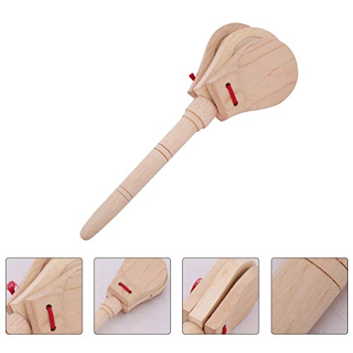 Kisangel Castañuelas de Madera para Niños Juguete de Badajo de Madera Castañuelas Badajo de Madera Percusión Musical Castañuelas Juguete de Aprendizaje Temprano para Bebés (Color Madera)