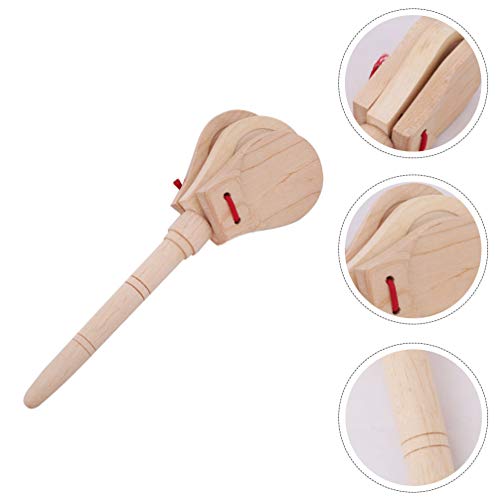 Kisangel Castañuelas de Madera para Niños Juguete de Badajo de Madera Castañuelas Badajo de Madera Percusión Musical Castañuelas Juguete de Aprendizaje Temprano para Bebés (Color Madera)