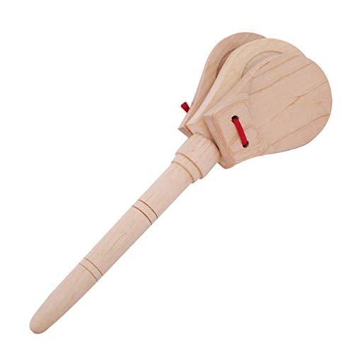 Kisangel Castañuelas de Madera para Niños Juguete de Badajo de Madera Castañuelas Badajo de Madera Percusión Musical Castañuelas Juguete de Aprendizaje Temprano para Bebés (Color Madera)