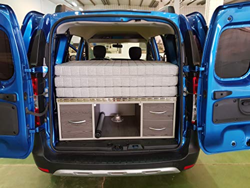 Kit Camper, Mueble Camper con Cama y Mesa para Furgonetas Pequeñas (Berlingo 08/18 5 plazas)