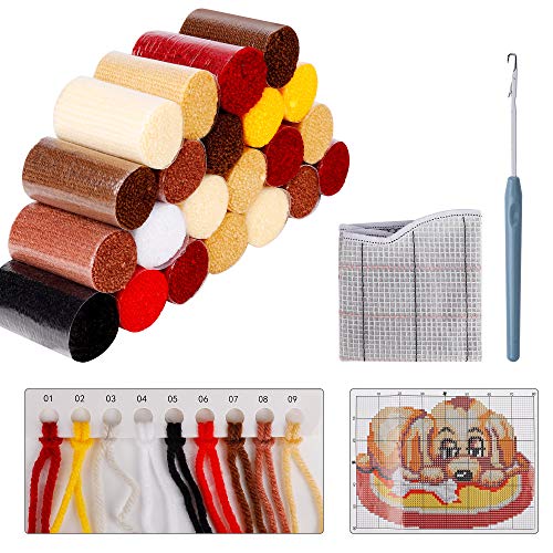 Kit de Alfombra de Gancho Patrón Animal Perro Bordado Punto de Cruz Cojín Decoración para El Hogar 19,6 x 14,17 Pulgadas Kit de Alfombra de Gancho Patrón Animal Perro Bordado Punto de Cruz Cojín Decoración para El Hogar 19,6 x 14,17 Pulgadas