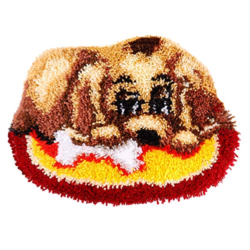 Kit de Alfombra de Gancho Patrón Animal Perro Bordado Punto de Cruz Cojín Decoración para El Hogar 19,6 x 14,17 Pulgadas Kit de Alfombra de Gancho Patrón Animal Perro Bordado Punto de Cruz Cojín Decoración para El Hogar 19,6 x 14,17 Pulgadas