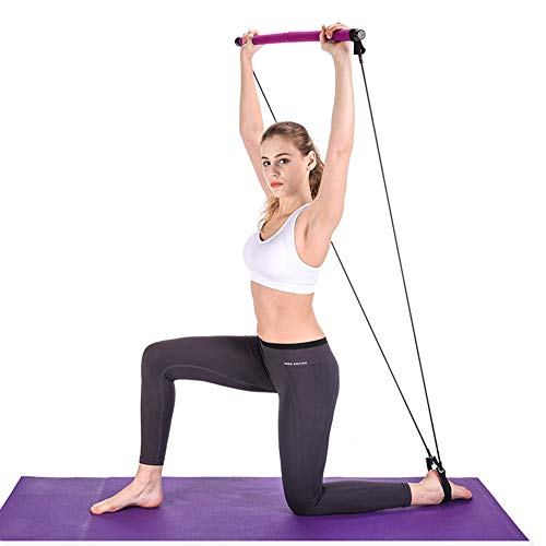 Kit de barra de pilates portátil con banda de resistencia, yoga, pilates, barra de ejercicio con bucle para el pie para yoga, estiramiento, esculpir, torsión, barra de resistencia
