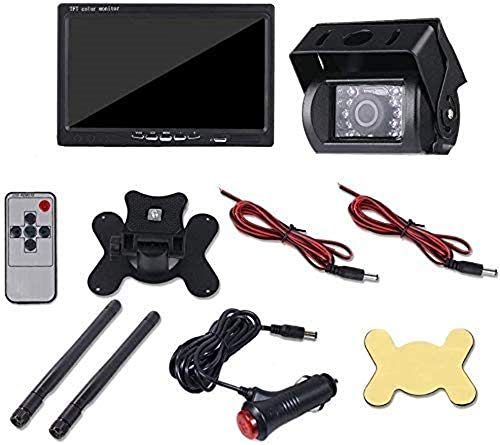 Kit de cámara y monitor retrovisores inalámbricos, visión nocturna a prueba de agua, monitor LCD TFT HD de 7 pulgadas, 12 / 24V - RV Truck Trailer Camper Bus