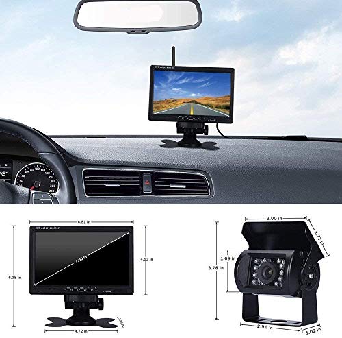 Kit de cámara y monitor retrovisores inalámbricos, visión nocturna a prueba de agua, monitor LCD TFT HD de 7 pulgadas, 12 / 24V - RV Truck Trailer Camper Bus Kit de cámara y monitor retrovisores inalámbricos, visión nocturna a prueba de agua, monitor LCD TFT HD de 7 pulgadas, 12 / 24V - RV Truck Trailer Camper Bus