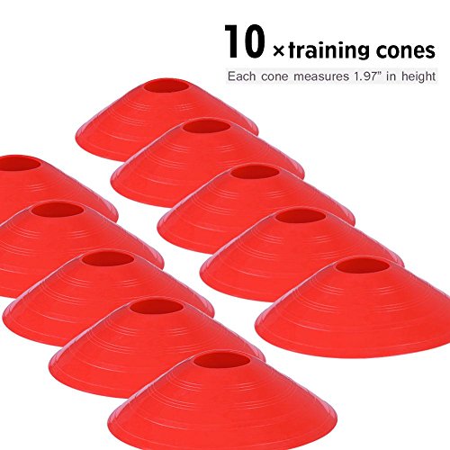 Kit de Escalera de Agilidad Velocidad de Entrenamiento de Velocidad 9Ft Escalera Plana + 10 Unidades de Conos de Disco para Coordinación Entrenamiento Atlético (rojo)