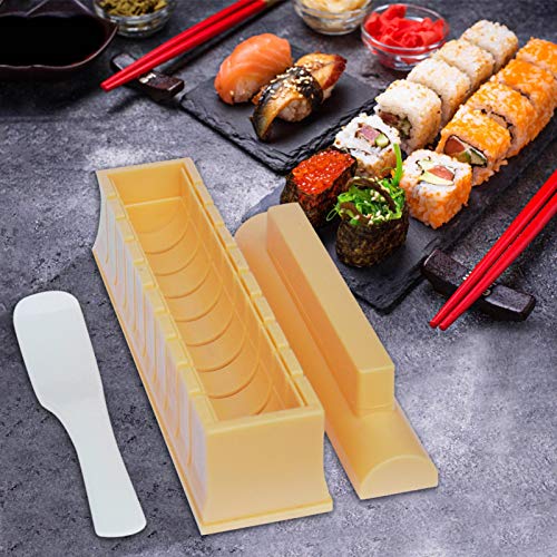 Kit de fabricación de sushi | Juego de herramientas para hacer sushi de molde de roll-o de arroz grueso y alargado | Juego de herramientas profesionales de bricolaje casero para sushi