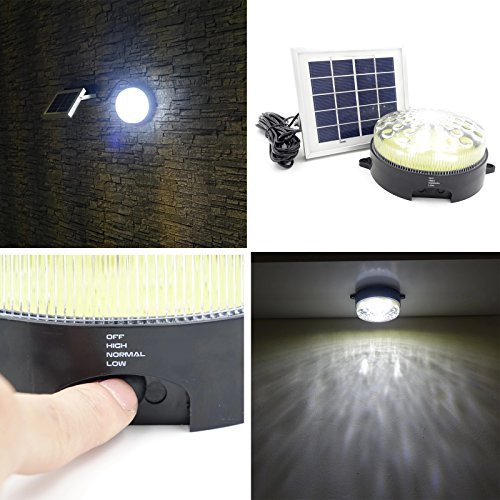 Kit de iluminación solar de exterior/interior ROXY-G2 con batería de litio, sensor fotográfico de encendido/apagado automático, control de brillo de 3 niveles, cable de 4,50 m (15 ft)