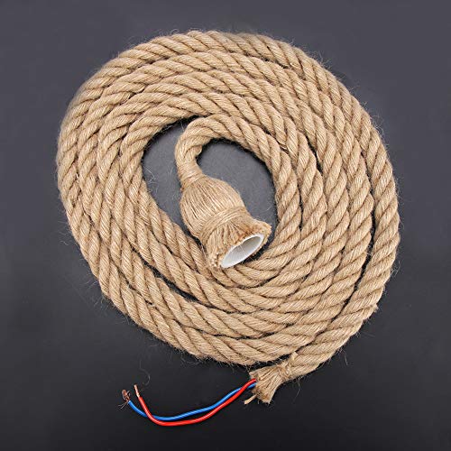Kit de lámpara colgante con cable de enchufe de interruptor Lámpara vintage con cuerda de cáñamo trenzada 3 metros Cable de linterna colgante E27 Extensión para proyectos industriales retro Kit de lámpara colgante con cable de enchufe de interruptor Lámpara vintage con cuerda de cáñamo trenzada 3 metros Cable de linterna colgante E27 Extensión para proyectos industriales retro