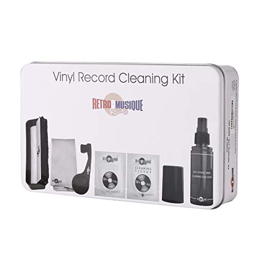 Kit de Limpieza de Discos para Discos de Vinilo con 2 Cepillos, Solución de Limpieza, Tela y Paños de Limpieza para Proteger y Restaurar la Colección de Discos LP