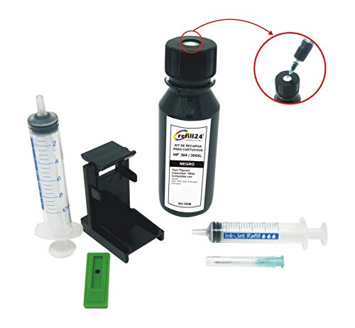 Kit de Recarga para Cartuchos de Tinta HP 304, 304 XL Negro, Incluye Clip y Accesorios + 100 ML Tinta Kit de Recarga para Cartuchos de Tinta HP 304, 304 XL Negro, Incluye Clip y Accesorios + 100 ML Tinta