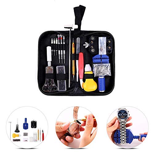 Kit de Reparación de Relojes, Cadrim 147 pcs Herramientas de Reparación Profesional para Barra de Resorte, kit de Herramientas de Reemplazo de la Batería del Relojo, Varios Accesorios,etc.