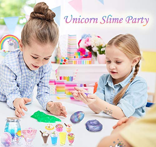 Kit de Slime Kit Brillan en la Oscuridad - 20 Colores Kit de Slime Esponjoso con Unicornio, Purpurina, Nube, Espuma y Más Juguete para Niñas