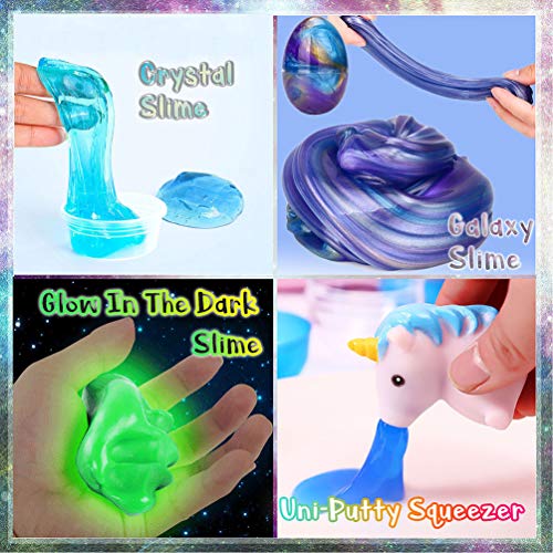 Kit de Slime Kit Brillan en la Oscuridad - 20 Colores Kit de Slime Esponjoso con Unicornio, Purpurina, Nube, Espuma y Más Juguete para Niñas