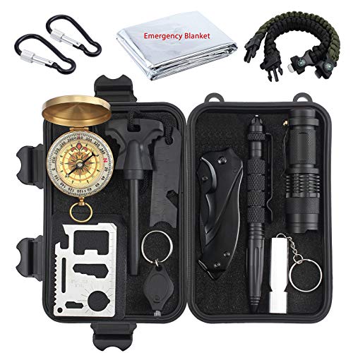 Kit de Supervivencia 13 en 1 Paquete de Supervivencia de Bolsa de Herramientas con Manta de Emergencia y Multifuncional Bolsa de Supervivencia de Emergencia para Viajar Caminar Acampar al Aire Kit de Supervivencia 13 en 1 Paquete de Supervivencia de Bolsa de Herramientas con Manta de Emergencia y Multifuncional Bolsa de Supervivencia de Emergencia para Viajar Caminar Acampar al Aire