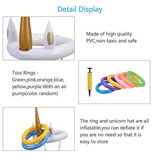 Kit de Unicornio para Niños PATAZOK 2 Juego de Lanzamiento de Anillos de Unicornio Inflable/Juguetes para Piscina/Jardín/Fiesta con 12 Anillos y 1 Bomba de Aire para Fiesta de Verano/Cumpleaños/Boda Kit de Unicornio para Niños PATAZOK 2 Juego de Lanzamiento de Anillos de Unicornio Inflable/Juguetes para Piscina/Jardín/Fiesta con 12 Anillos y 1 Bomba de Aire para Fiesta de Verano/Cumpleaños/Boda