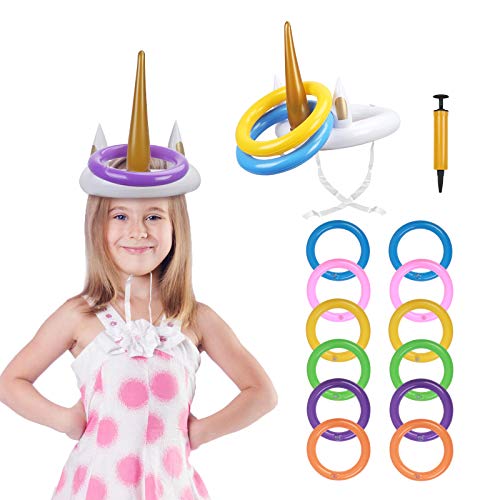 Kit de Unicornio para Niños PATAZOK 2 Juego de Lanzamiento de Anillos de Unicornio Inflable/Juguetes para Piscina/Jardín/Fiesta con 12 Anillos y 1 Bomba de Aire para Fiesta de Verano/Cumpleaños/Boda Kit de Unicornio para Niños PATAZOK 2 Juego de Lanzamiento de Anillos de Unicornio Inflable/Juguetes para Piscina/Jardín/Fiesta con 12 Anillos y 1 Bomba de Aire para Fiesta de Verano/Cumpleaños/Boda