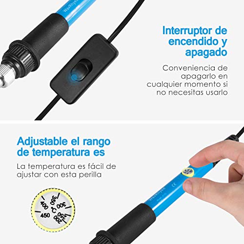 Kit Pirograbador de Madera 39 in 1 WaxRhyed, 60W,Temperatura Regulable(200-450℃), 33 Puntas y Accesorios,Soldador Pirografo Electrico Profesional Herramientas Para Manualidades Madera,Cuero,Grabado Kit Pirograbador de Madera 39 in 1 WaxRhyed, 60W,Temperatura Regulable(200-450℃), 33 Puntas y Accesorios,Soldador Pirografo Electrico Profesional Herramientas Para Manualidades Madera,Cuero,Grabado