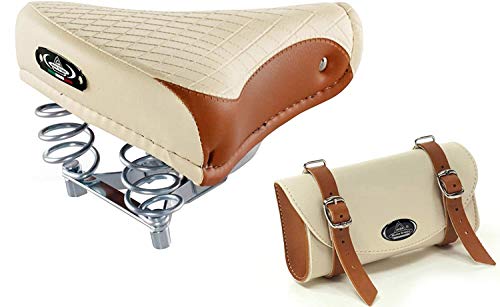 Kit sillín Montegrappa + bolsa bicicleta Graziella – R – Época crema/miel Kit sillín Montegrappa + bolsa bicicleta Graziella – R – Época crema/miel