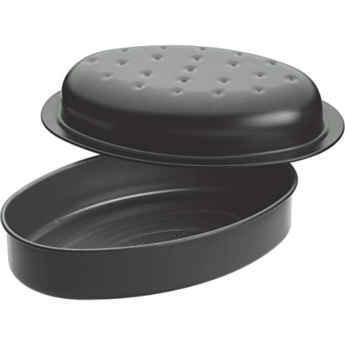 Kitchen Craft Master Class - Fuente de horno ovalada con tapa (superficie antiadherente, 27 cm x 18 cm x 10 cm), color negro Kitchen Craft Master Class - Fuente de horno ovalada con tapa (superficie antiadherente, 27 cm x 18 cm x 10 cm), color negro