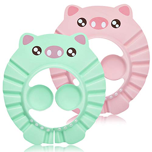 Kitchen-dream Gorro de Ducha Bebé, 2pcs Ajustable Impermeable Champú Caps Shield, Protección para niños Sombrero de orejera para el cuidado del bebé para niños pequeños (Verde claro, Rosa) Kitchen-dream Gorro de Ducha Bebé, 2pcs Ajustable Impermeable Champú Caps Shield, Protección para niños Sombrero de orejera para el cuidado del bebé para niños pequeños (Verde claro, Rosa)