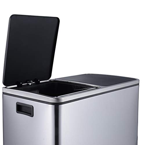 KITCHEN MOVE BAT-961049 - Cubo de Basura de Cocina con Pedal de Reciclaje selectivo, Gran Capacidad, 60 L (2 x 30 L), Acero Cepillado, 60 x 36 x 65 cm KITCHEN MOVE BAT-961049 - Cubo de Basura de Cocina con Pedal de Reciclaje selectivo, Gran Capacidad, 60 L (2 x 30 L), Acero Cepillado, 60 x 36 x 65 cm