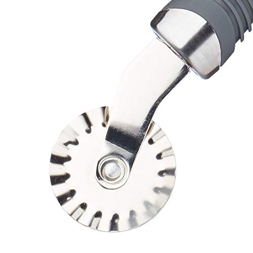 Kitchencraft – rodillo con cortador de rueda de repostería/cortador de masa, profesional, 17 cm, acero inoxidable, Gris, 17 x 3.5 x 1.5 cm