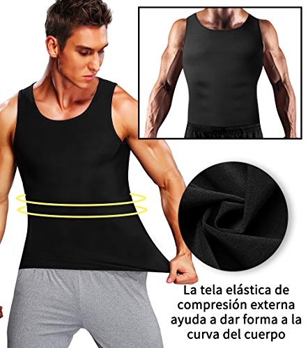 KIWI RATA Chaleco Sauna Faja Reductora Adelgazante Hombre Premium Polímero Compresión Cómoda Camiseta de Sudoración para Quema Grasa Pérdida de Peso - Deporte Fitness