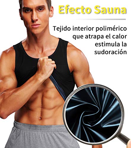 KIWI RATA Chaleco Sauna Faja Reductora Adelgazante Hombre Premium Polímero Compresión Cómoda Camiseta de Sudoración para Quema Grasa Pérdida de Peso - Deporte Fitness