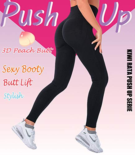 KIWI RATA Leggings Push up Mujer Fitness Mallas Pantalones Deportivos de Cintura Alta Yoga Leggins Pantalón Sin Costuras para Deporte Running Elásticos y Ajustados