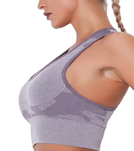 KIWI RATA Sujetador Deportivo Mujer Fitness de Impacto Medio con Almohadillas Extraíbles sin Costuras, sin Aros Yoga Gym Racerback Top Deporte con Relleno Gimnasio Fitness Ejercicio