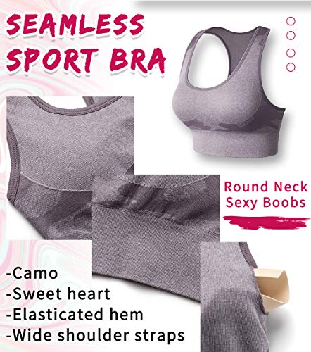 KIWI RATA Sujetador Deportivo Mujer Fitness de Impacto Medio con Almohadillas Extraíbles sin Costuras, sin Aros Yoga Gym Racerback Top Deporte con Relleno Gimnasio Fitness Ejercicio KIWI RATA Sujetador Deportivo Mujer Fitness de Impacto Medio con Almohadillas Extraíbles sin Costuras, sin Aros Yoga Gym Racerback Top Deporte con Relleno Gimnasio Fitness Ejercicio