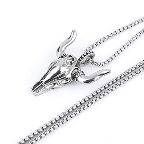 KJFUN Colgante De Cabeza De Toro De Acero De Titanio Largo para Hombre, Colgante De Vaca, Collar Colgante para Joyería De Hombre KJFUN Colgante De Cabeza De Toro De Acero De Titanio Largo para Hombre, Colgante De Vaca, Collar Colgante para Joyería De Hombre
