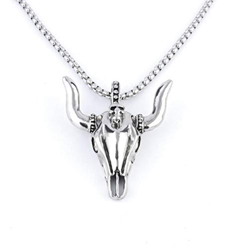 KJFUN Colgante De Cabeza De Toro De Acero De Titanio Largo para Hombre, Colgante De Vaca, Collar Colgante para Joyería De Hombre KJFUN Colgante De Cabeza De Toro De Acero De Titanio Largo para Hombre, Colgante De Vaca, Collar Colgante para Joyería De Hombre