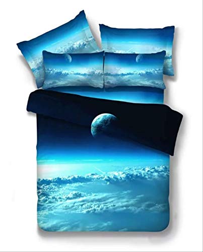 KJHYUI 3 Piezas 3D Galaxy Juegos De Cama Universo Espacio Exterior Colcha Temática Ropa De Cama Sábanas Funda De Almohada Juego De Funda Nórdica 180×220CM A