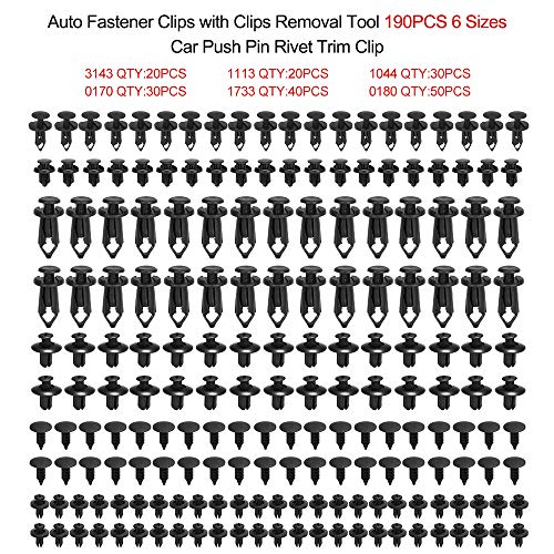 KKmoon 190 Piezas Clips Remaches de Plastico Cierre