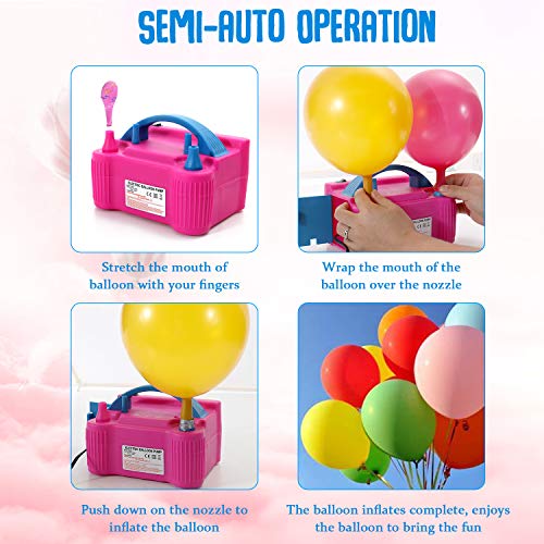 KKmoon 600W 20V-240V Inflador de Globo Eléctrico Bomba de Aire Portátil, Rosa KKmoon 600W 20V-240V Inflador de Globo Eléctrico Bomba de Aire Portátil, Rosa