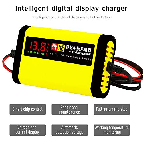 KKmoon Cargador de Baterias 12v, 2A Cargador Inteligente 3 Etapas Plomo ácido AGM GEL Pantalla LCD de Motocicleta Automóvil KKmoon Cargador de Baterias 12v, 2A Cargador Inteligente 3 Etapas Plomo ácido AGM GEL Pantalla LCD de Motocicleta Automóvil
