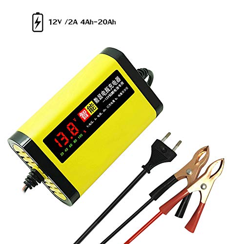 KKmoon Cargador de Baterias 12v, 2A Cargador Inteligente 3 Etapas Plomo ácido AGM GEL Pantalla LCD de Motocicleta Automóvil KKmoon Cargador de Baterias 12v, 2A Cargador Inteligente 3 Etapas Plomo ácido AGM GEL Pantalla LCD de Motocicleta Automóvil